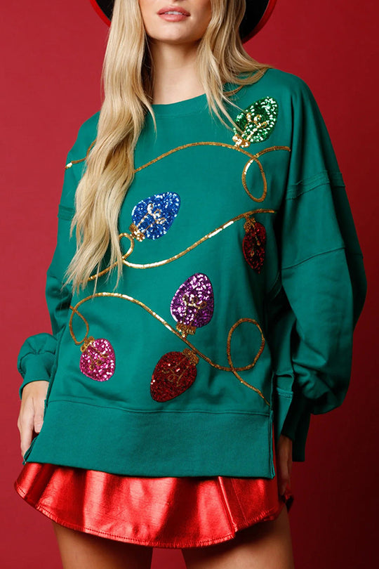 Mirla | Julbelysning Pailletter Sprund Tröja Sweatshirt-Eva Jonsson