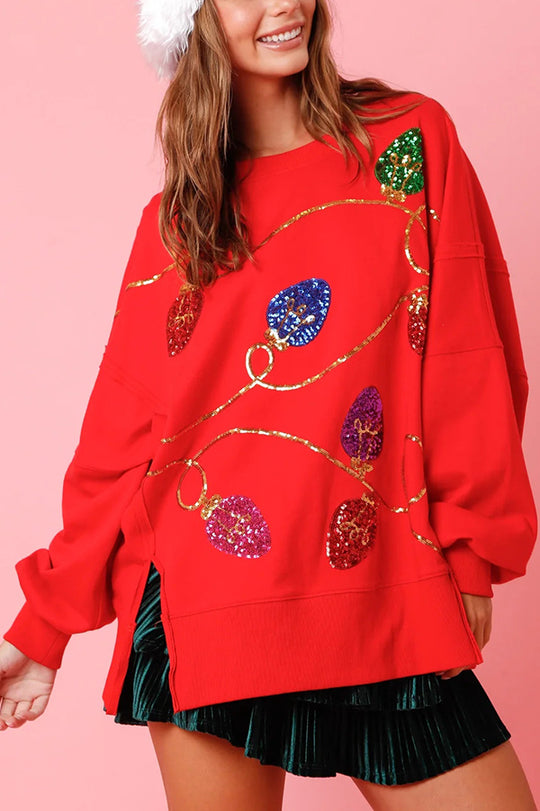Mirla | Julbelysning Pailletter Sprund Tröja Sweatshirt-Eva Jonsson
