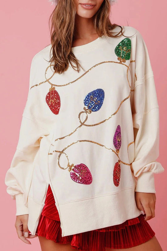 Mirla | Julbelysning Pailletter Sprund Tröja Sweatshirt-Eva Jonsson