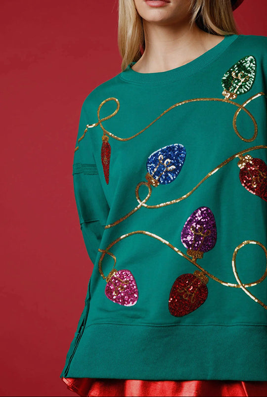 Mirla | Julbelysning Pailletter Sprund Tröja Sweatshirt-Eva Jonsson