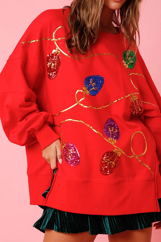 Mirla | Julbelysning Pailletter Sprund Tröja Sweatshirt-Eva Jonsson