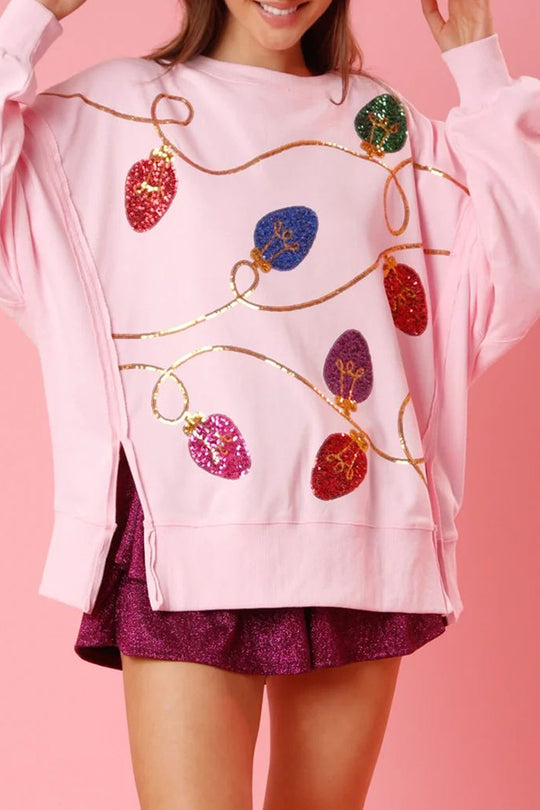 Mirla | Julbelysning Pailletter Sprund Tröja Sweatshirt-Eva Jonsson