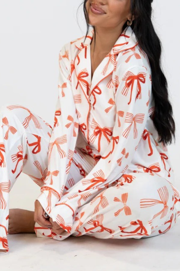 Mirla | Julbogen Print Långärmad Tröja och Elastiska Midjefickbyxor Set-Eva Jonsson