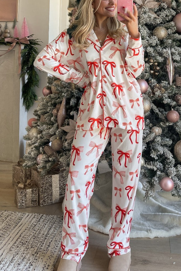 Mirla | Julbogen Print Långärmad Tröja och Elastiska Midjefickbyxor Set-Eva Jonsson