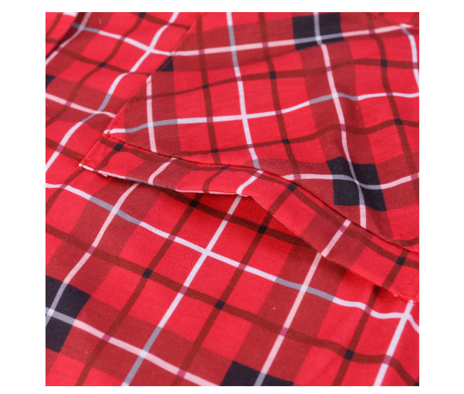 Eva Jonsson | Julfamilj-Matchande Röda Rutiga Knapp-Up Långärmad Pyjamas Set med Hund-Eva Jonsson