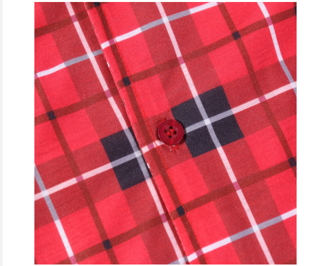 Eva Jonsson | Julfamilj-Matchande Röda Rutiga Knapp-Up Långärmad Pyjamas Set med Hund-Eva Jonsson