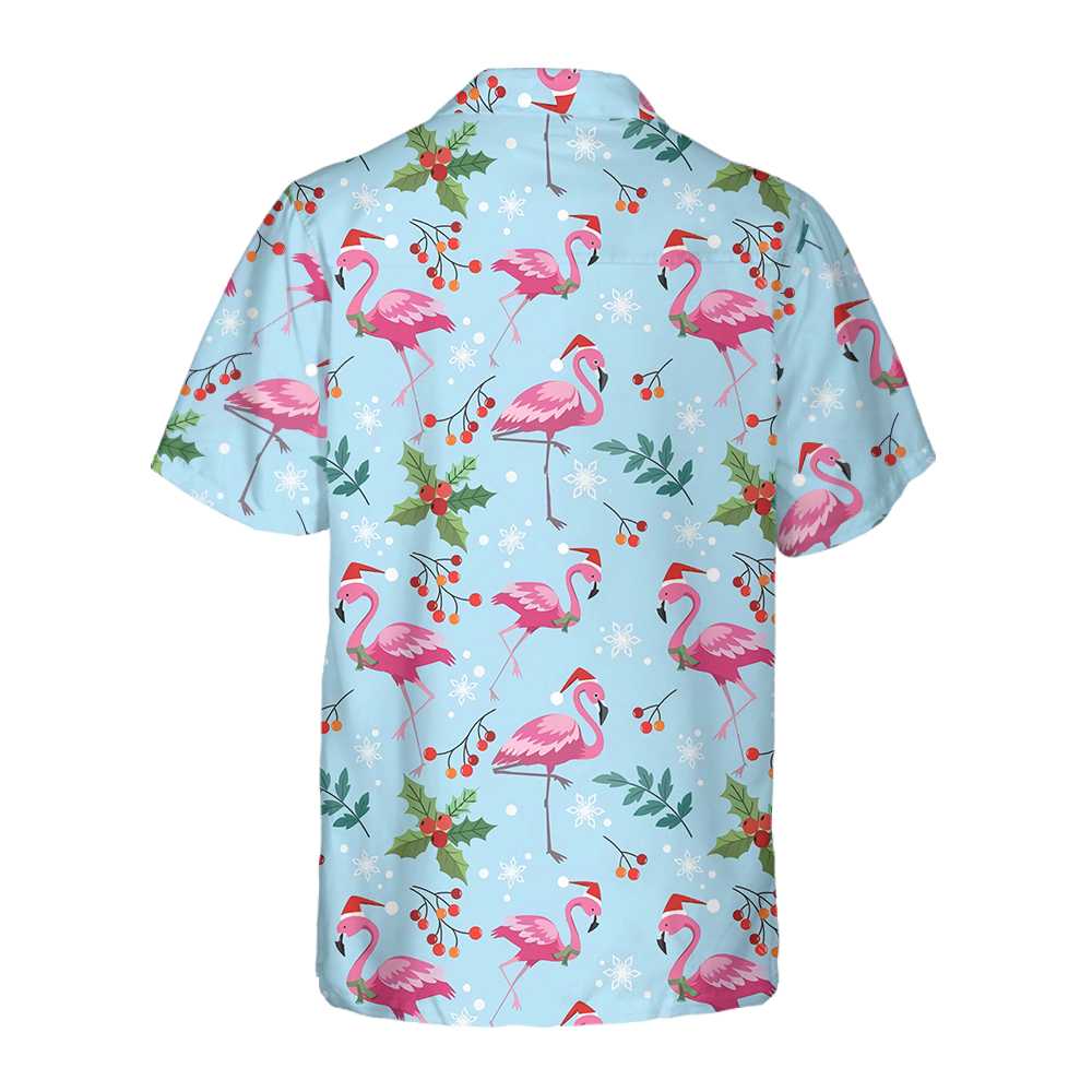 Mirla | Julflamingo Sömlös Mönster Hawaii-Skjorta Julflamingo Skjorta Bästa Julklappsidé-Eva Jonsson