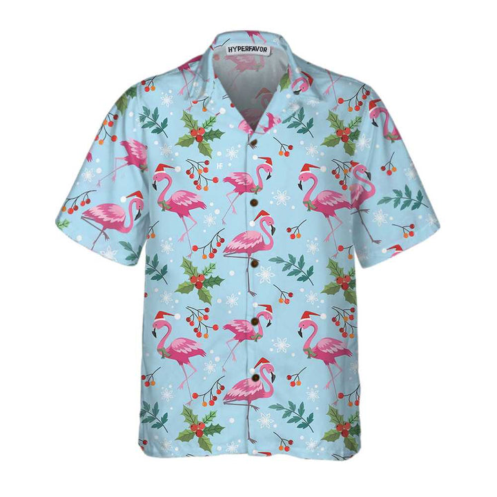 Mirla | Julflamingo Sömlös Mönster Hawaii-Skjorta Julflamingo Skjorta Bästa Julklappsidé-Eva Jonsson