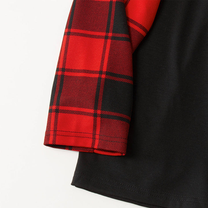 Eva Jonsson | Julgran & 2025 Skapa Minnen Tillsammans Mönstrad Kontrast-Overdel och Svart-Röd Rutiga Byxor Familje-Matching Pyjamasset-Eva Jonsson