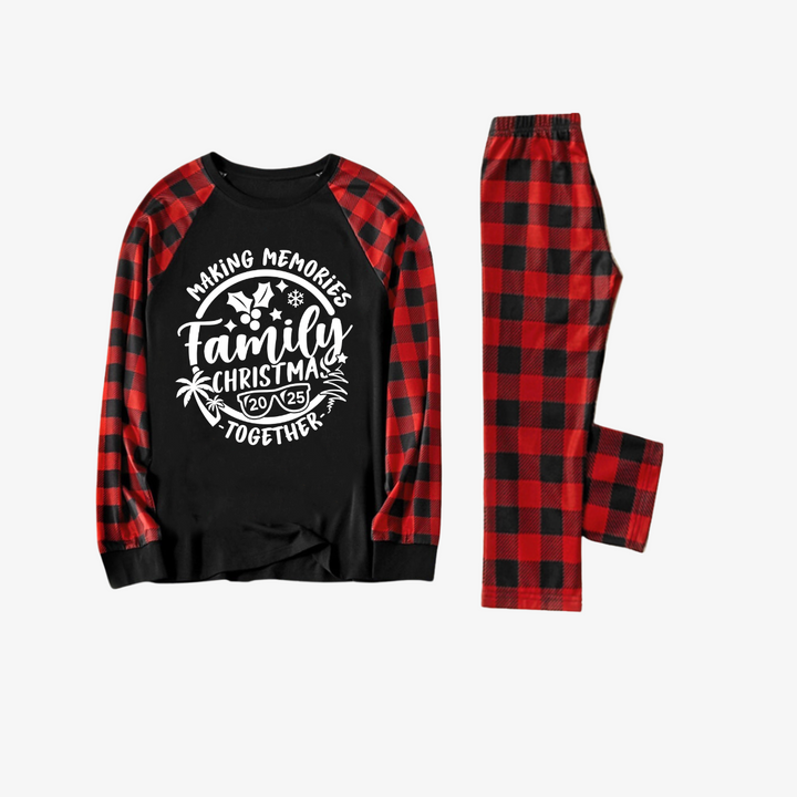 Eva Jonsson | Julminnen Tillsammans 2025 Tryck Svart & Rödrutigt Familjeanpassade Svarta Pyjamasar med Hundscarf-Eva Jonsson