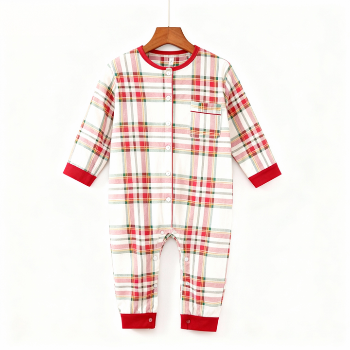 Eva Jonsson | Julpläd Familj Pyjamas Set - Knapp Framsidan-Eva Jonsson