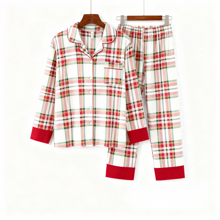 Eva Jonsson | Julpläd Familj Pyjamas Set - Knapp Framsidan-Eva Jonsson