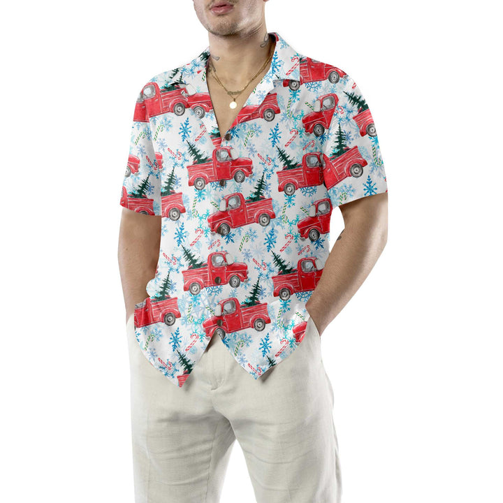 Eva Jonsson | Julröd Retro-Lastbil med Polkagris-Hawaiianskjorta-Eva Jonsson