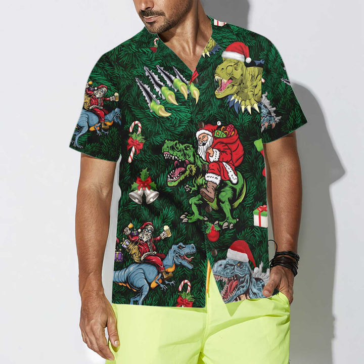Mirla | Julsemester med T-Rex Hawaii-Skjorta Rolig Dinosaurie-Julskjorta Bästa Julklappsidén-Eva Jonsson