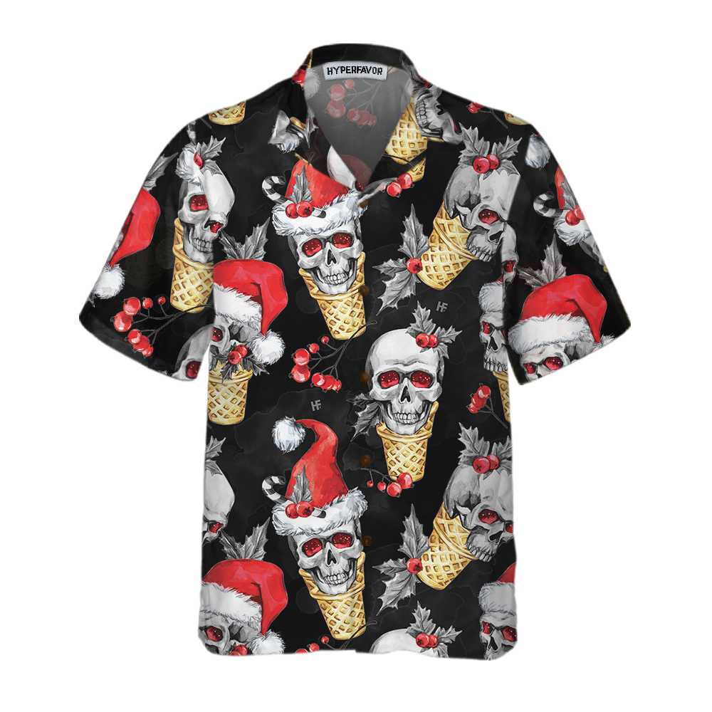 Mirla | Julskalle med Våffelkon Hawaiian Shirt Roligt Skalle Jultröja Bästa Presenten För Julen-Eva Jonsson
