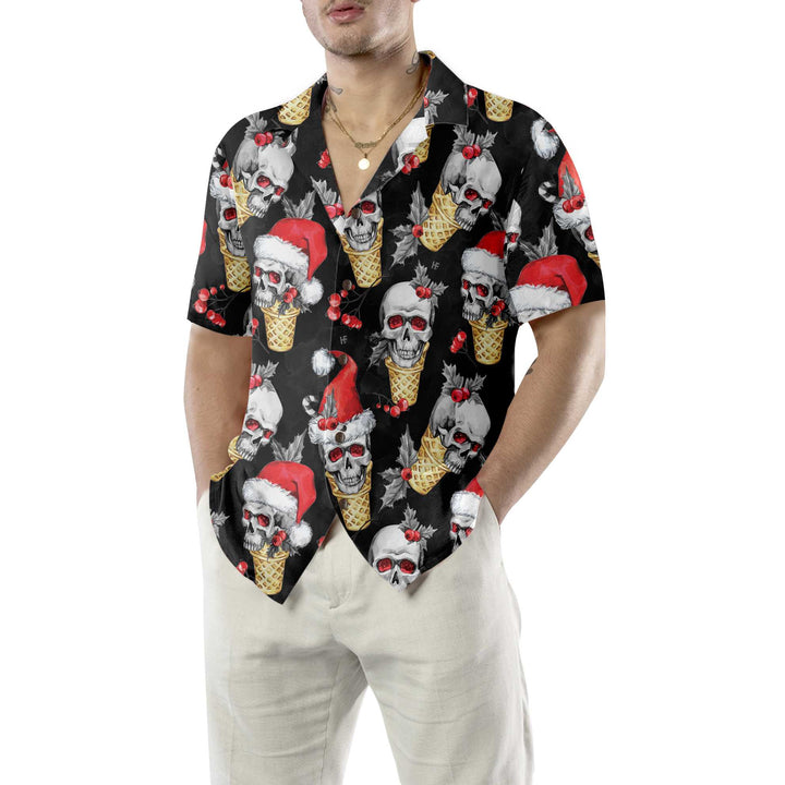 Mirla | Julskalle med Våffelkon Hawaiian Shirt Roligt Skalle Jultröja Bästa Presenten För Julen-Eva Jonsson