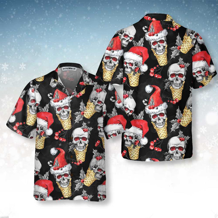 Mirla | Julskalle med Våffelkon Hawaiian Shirt Roligt Skalle Jultröja Bästa Presenten För Julen-Eva Jonsson