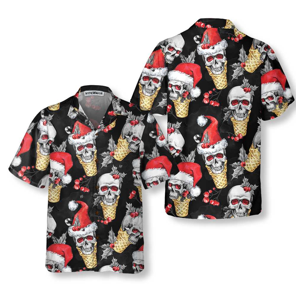 Mirla | Julskalle med Våffelkon Hawaiian Shirt Roligt Skalle Jultröja Bästa Presenten För Julen-Eva Jonsson