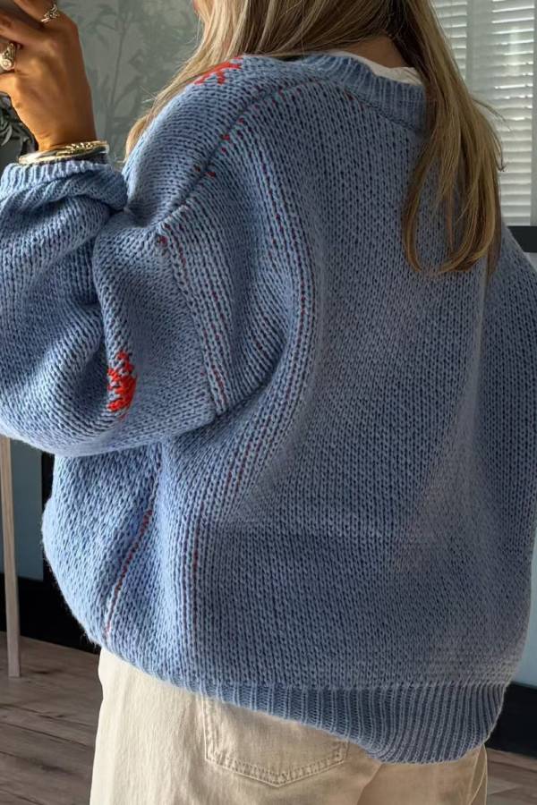 Eva Jonsson | Julstickade Stövlar Rundhals Långärmad Tröja-Eva Jonsson