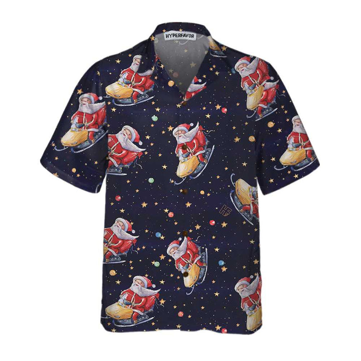 Mirla | Jultomten På Snöskoter Jul-Hawaii-Tröja Rolig Santa Hawaiian Shirt För Män-Eva Jonsson