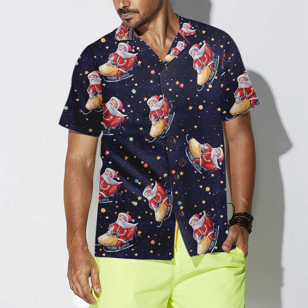 Mirla | Jultomten På Snöskoter Jul-Hawaii-Tröja Rolig Santa Hawaiian Shirt För Män-Eva Jonsson