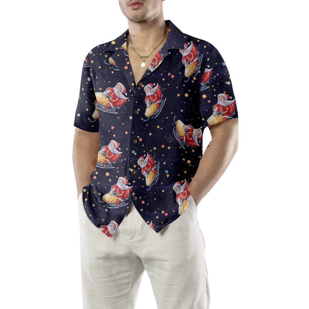 Mirla | Jultomten På Snöskoter Jul-Hawaii-Tröja Rolig Santa Hawaiian Shirt För Män-Eva Jonsson