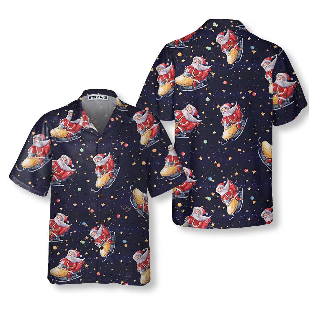 Mirla | Jultomten På Snöskoter Jul-Hawaii-Tröja Rolig Santa Hawaiian Shirt För Män-Eva Jonsson
