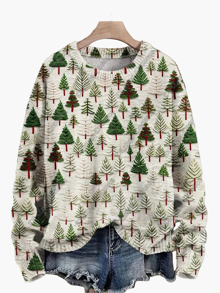 Mirla | Jultröja med Festliga 3D-Broderier - Ideal för Högtider, Fest & Vinter-Eva Jonsson