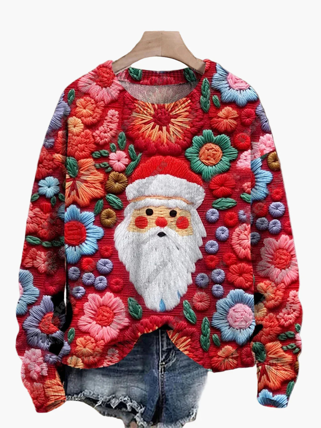 Mirla | Jultröja med Festliga 3D-Broderier - Ideal för Högtider, Fest & Vinter-Eva Jonsson