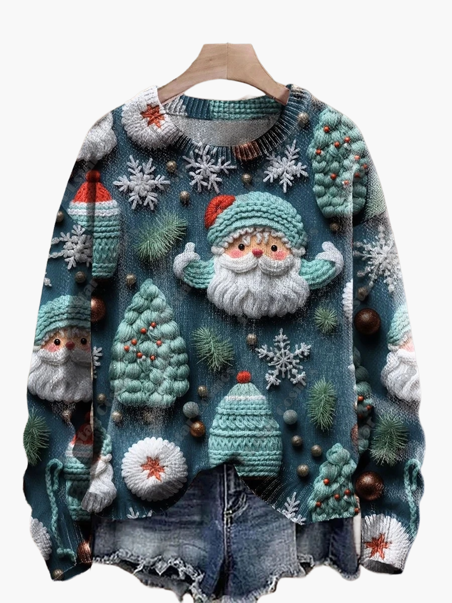 Mirla | Jultröja med Festliga 3D-Broderier - Ideal för Högtider, Fest & Vinter-Eva Jonsson
