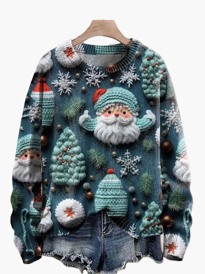 Mirla | Jultröja med Festliga 3D-Broderier - Ideal för Högtider, Fest & Vinter-Eva Jonsson