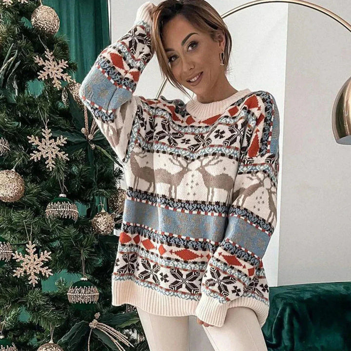 Mirla | Jultröja med renmotiv dammode-Eva Jonsson