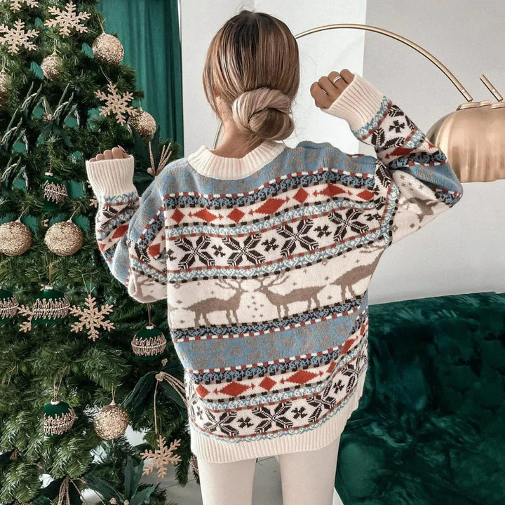 Mirla | Jultröja med renmotiv dammode-Eva Jonsson
