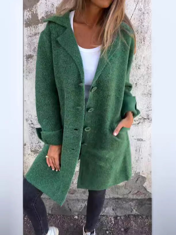 Mirla | Kappa Mellang Länge Lätt Passform Ulllook Enknäppt med Revers-Eva Jonsson