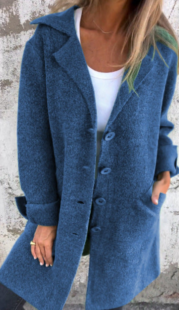 Mirla | Kappa Mellang Länge Lätt Passform Ulllook Enknäppt med Revers-Eva Jonsson