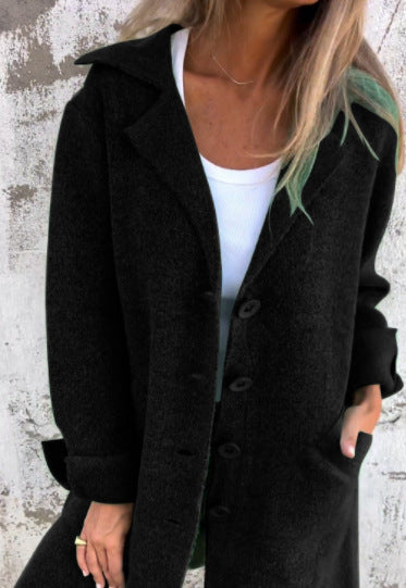 Mirla | Kappa Mellang Länge Lätt Passform Ulllook Enknäppt med Revers-Eva Jonsson