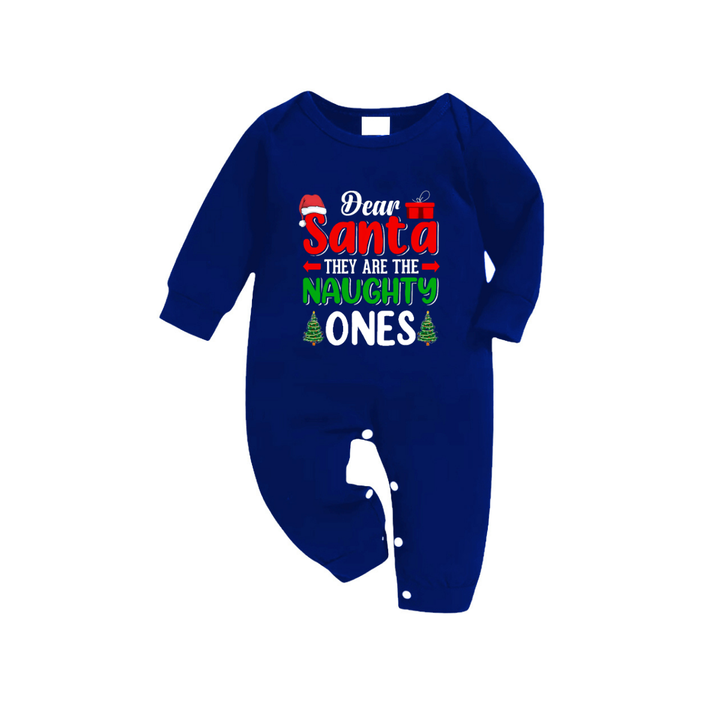 Eva Jonsson | Kära Jultomten Ni Är De Olydiga Texttryckta Blå och Vita Rutiga Familjepassande Pyjamasar-Eva Jonsson