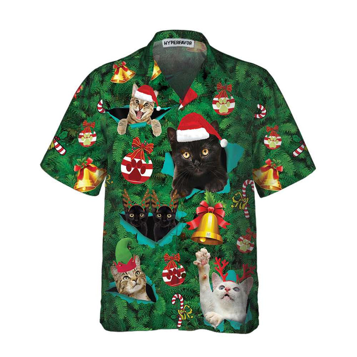 Mirla | Katter För Jul Hawaii-Skjorta Rolig Julkatt-Skjorta Bästa Presenten För Julen-Eva Jonsson