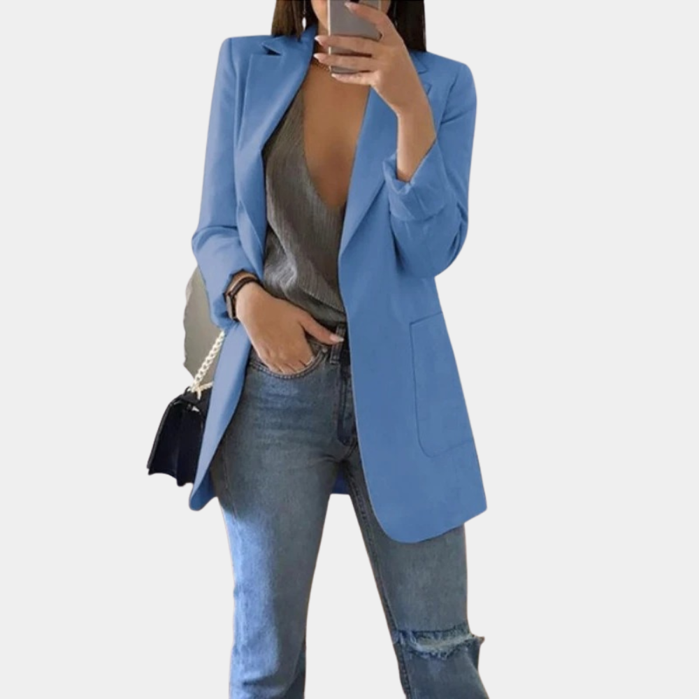 Mirla | Klassisk Öppen Fram Lång Blazer för Damer-Eva Jonsson