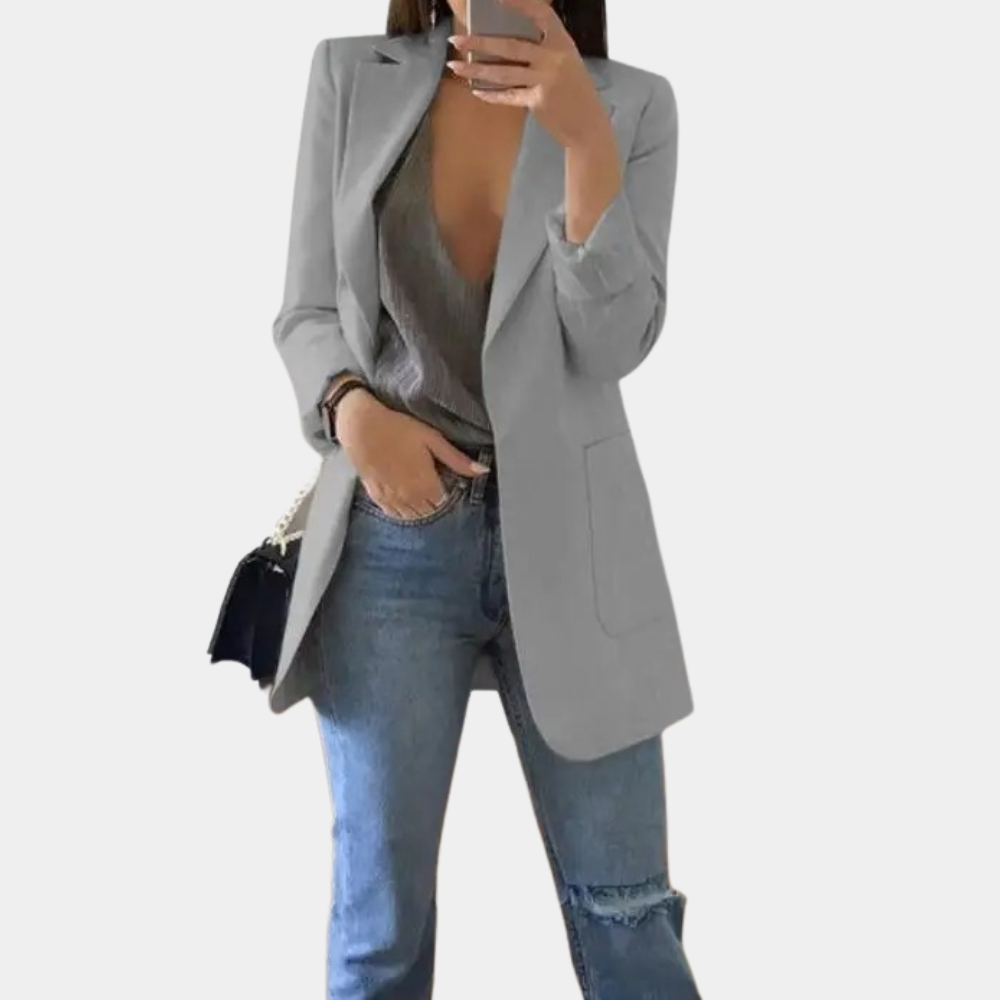 Mirla | Klassisk Öppen Fram Lång Blazer för Damer-Eva Jonsson