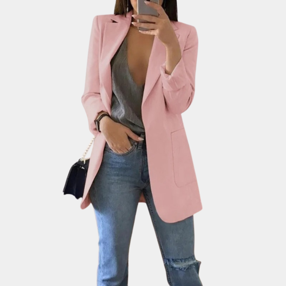 Mirla | Klassisk Öppen Fram Lång Blazer för Damer-Eva Jonsson
