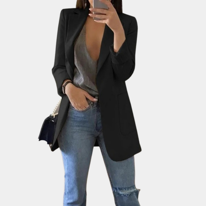 Mirla | Klassisk Öppen Fram Lång Blazer för Damer-Eva Jonsson