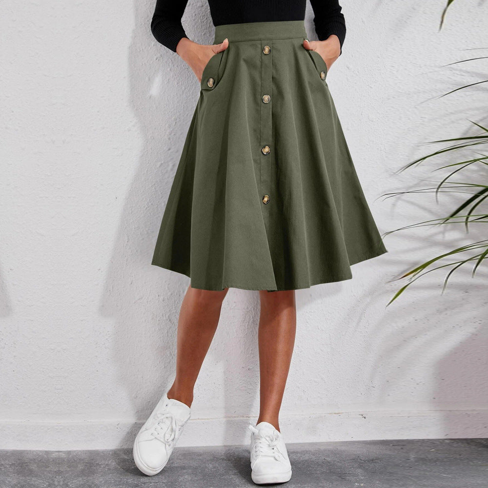 Mirla | Knappslå-Definierande Elegant Paraply Midi-Kjol-Eva Jonsson
