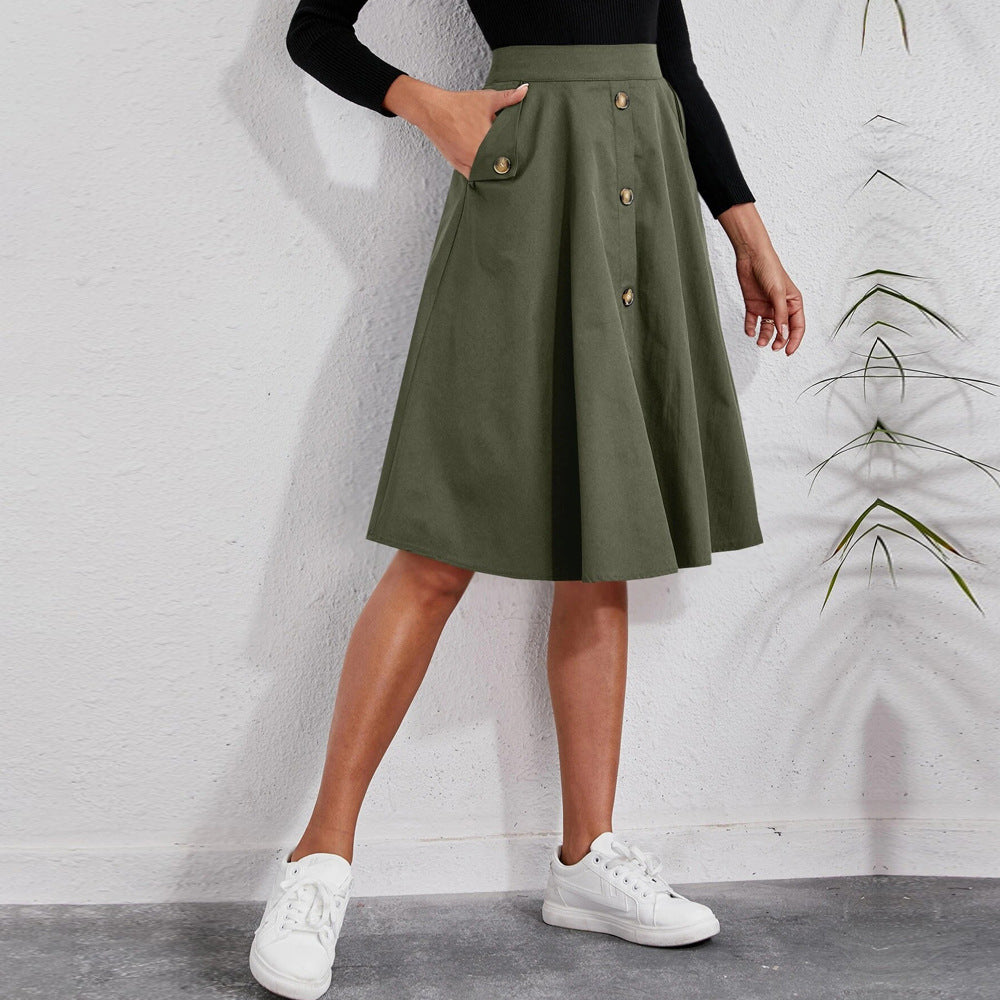 Mirla | Knappslå-Definierande Elegant Paraply Midi-Kjol-Eva Jonsson