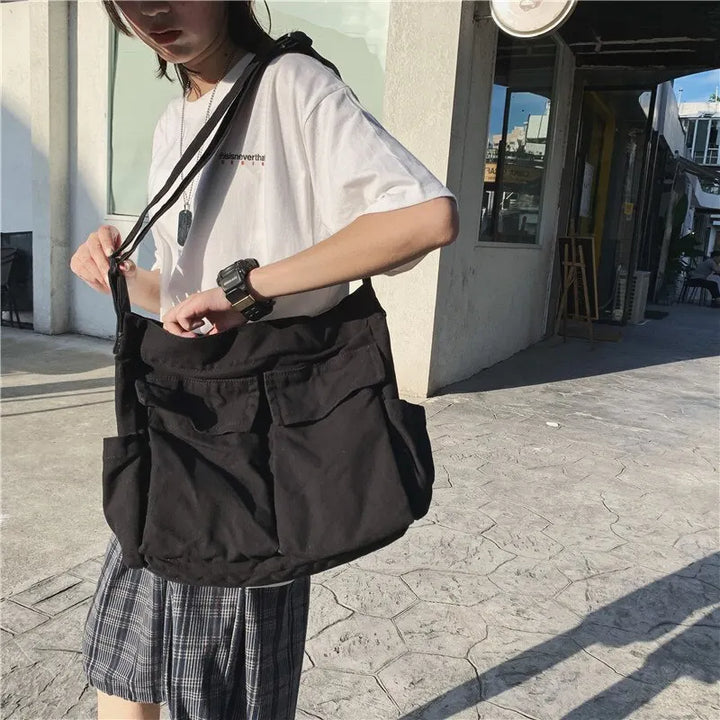 Mirla | Kvinnor Vintage Handväska Canvas Tonåring Axel Tote Väskor Leveransväska Dam Avslappnad Handväska Crossbody Plånbok-Eva Jonsson