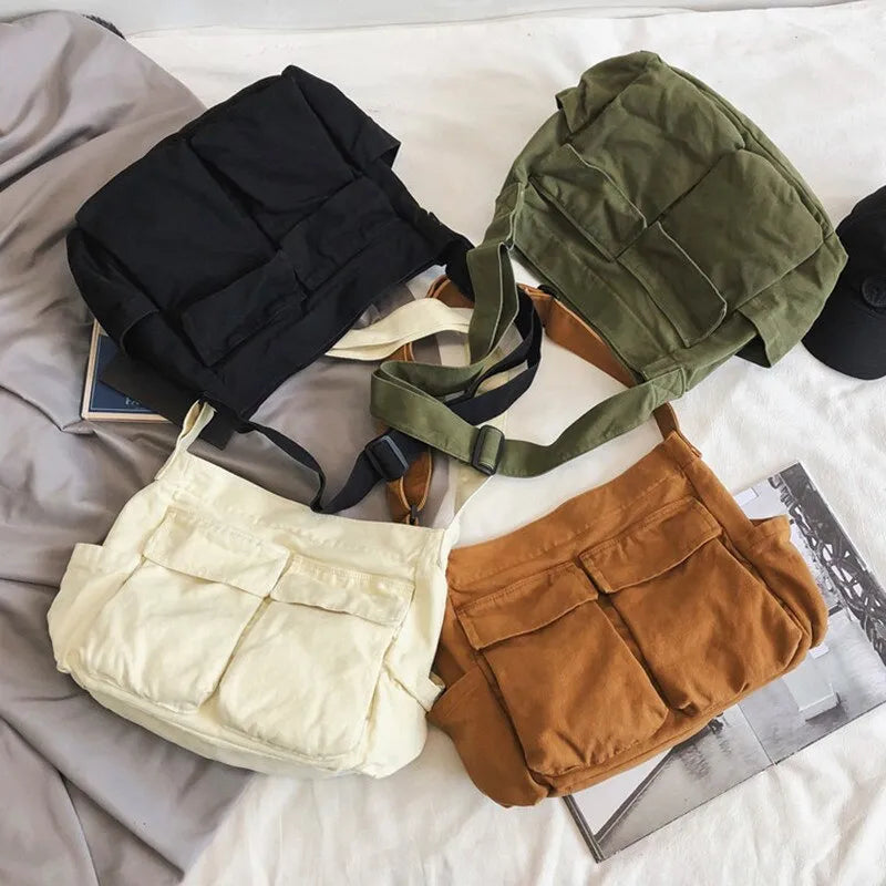 Mirla | Kvinnor Vintage Handväska Canvas Tonåring Axel Tote Väskor Leveransväska Dam Avslappnad Handväska Crossbody Plånbok-Eva Jonsson