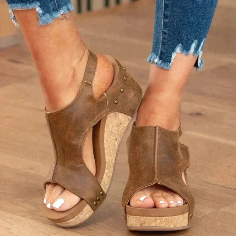 Mirla | Läder kilklack sandaler-Eva Jonsson