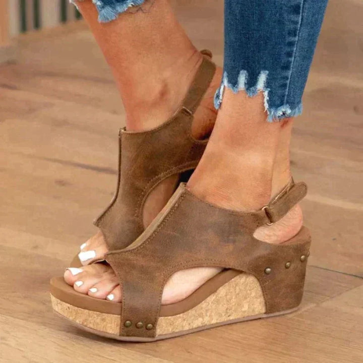 Mirla | Läder kilklack sandaler-Eva Jonsson