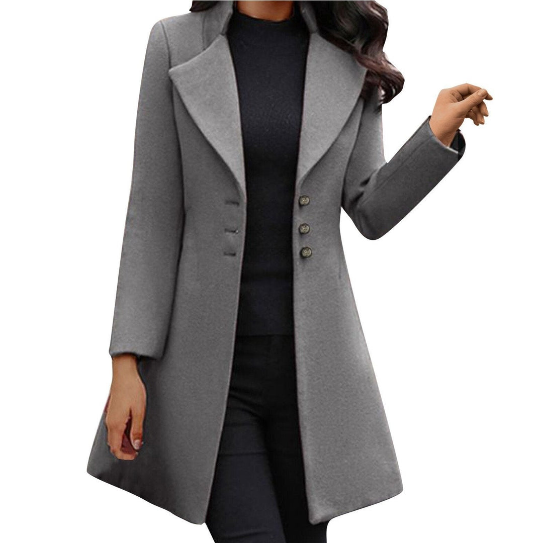 Mirla | Lång kappa Tight fit Dubbelknäppt Knappar Elegant ull-look-Eva Jonsson