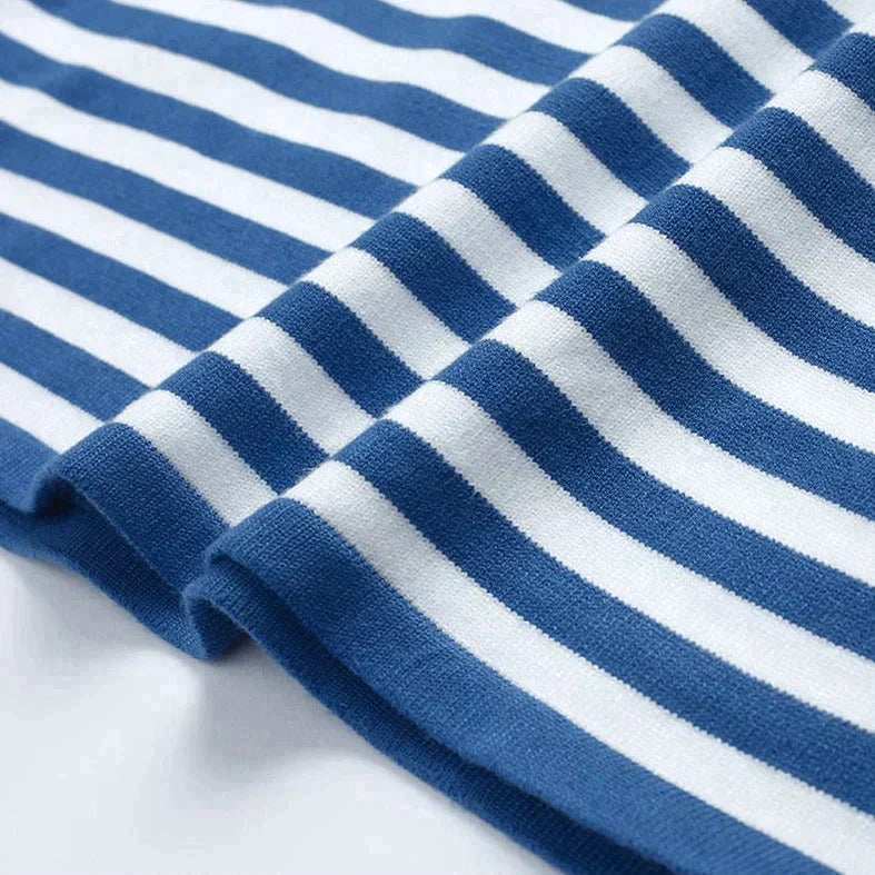 Mirla | Långärmad T-shirt Randig Rundhals Avslappnad Passform Andningsbart Bomull-Eva Jonsson